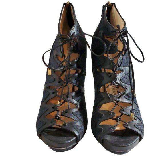 Burak Uyan Lace Up High Heels Size 8.5 (40) - Picture 3 of 10